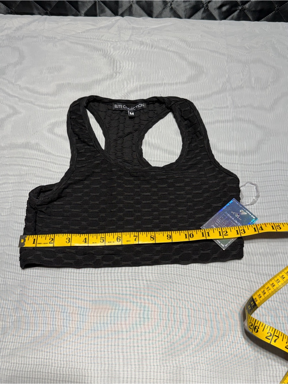 Elite Collection Black Textured Racerback Sports Bra - Picture 3 of 4